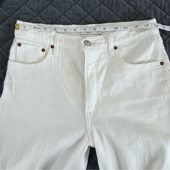 Abercrombie & Fitch Jeans Women 6 28 The mom high rise stretch White Distressed - Picture 5 of 9